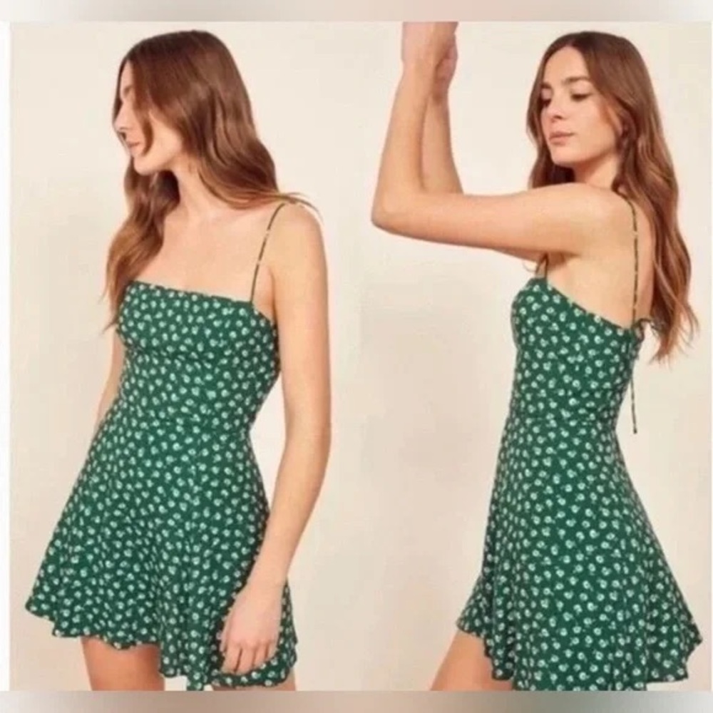 Reformation Green Floral mini dress
